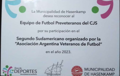 Fiesta del Deporte de Hasenkamp: El defensor Paolo Goltz distinguió a Juventud Sarmiento por su participación en el Sudamericano