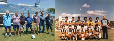 Parte de los Históricos en el Plazaola: Jorge Aguirre, Jorge Gómez, Mario Wurts, Miguel Mosca, Hugo Stur, Ricardo Ruiz. En la segunda foto jugando el Nacional de 1984. 