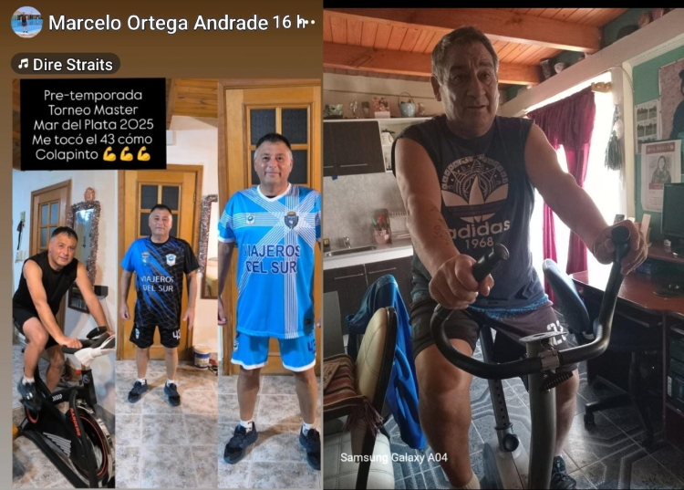 Marcelo Ortega, de Esquel, y Gustavo Millamán, de Jacobacci. Entrenan a 323 kilómetros de distancia. Son del mismo equipo. 