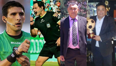Andrés Merlos, Luis Martínez, Juan Carlos Núñez y Aldo Hartfield, el arbitraje de San Luis y Mendoza junto al Torneo Argentino.